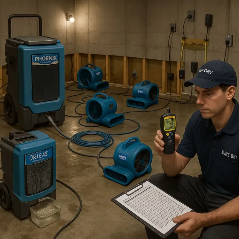 Structural Drying and Dehumidification process in Salisbury, MA